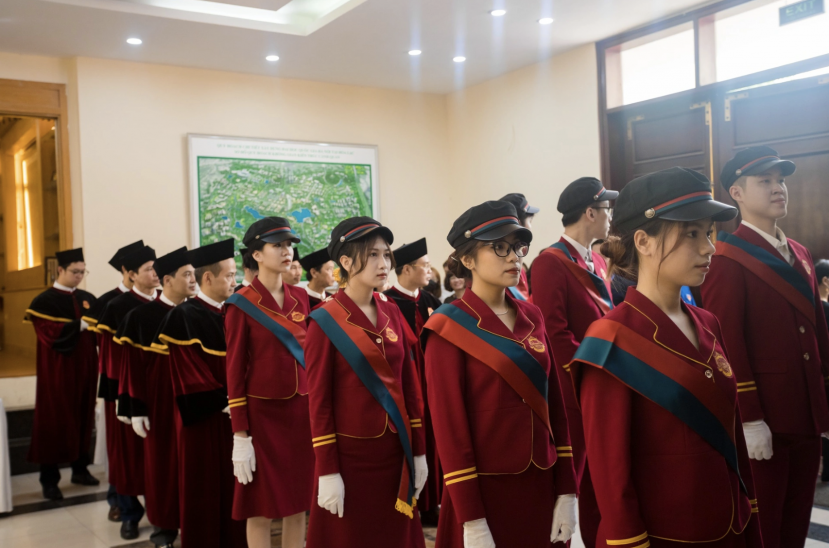 Đội hình danh dự của nhà trường cũng mặc đúng theo trang phục truyền thống trong nhiều năm liền. Ảnh: Internet Đội hình danh dự của nhà trường cũng mặc đúng theo trang phục truyền thống trong nhiều năm liền. Ảnh: Internet