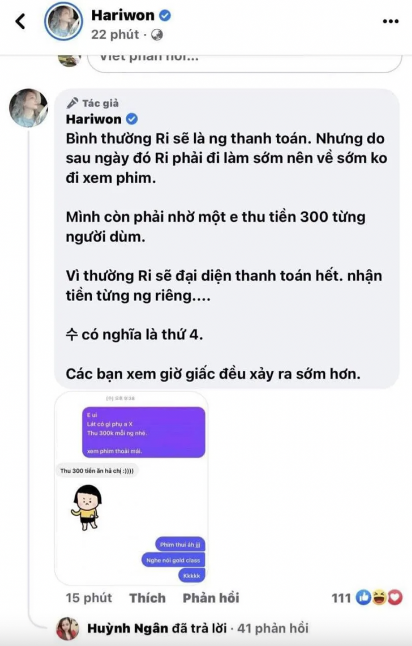 Bà xã của nam danh hài cũng lên tiếng bênh vực ông xã. Ảnh: Facebook Bà xã của nam danh hài cũng lên tiếng bênh vực ông xã. Ảnh: Facebook