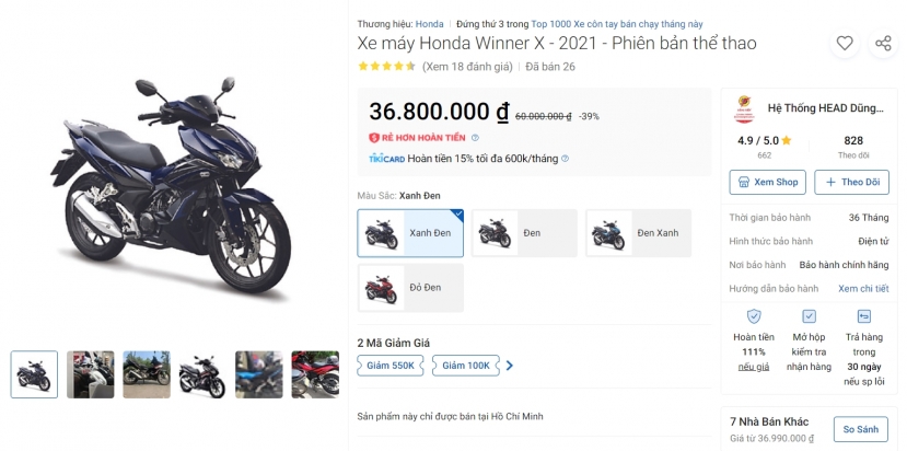 'Ông vua tay côn' Exciter toát mồ hôi trước đối thủ nặng ký: Honda Winner X giá rẻ giật mình khi mua online - Ảnh 2 'Ông vua tay côn' Exciter toát mồ hôi trước đối thủ nặng ký: Honda Winner X giá rẻ giật mình khi mua online - Ảnh 2