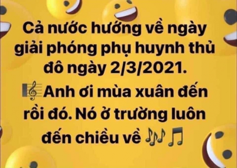 Phổ nhạc luôn cho tâm trạng khi nghe tin con đi học trở lại. Ảnh: Facebook Phổ nhạc luôn cho tâm trạng khi nghe tin con đi học trở lại. Ảnh: Facebook