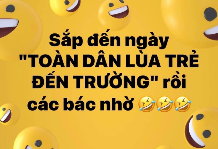 Nếu ngày 5/9 là ngày toàn đân đưa trẻ đến trường thì ngày 2/3 được mệnh danh là ngày 'Toàn dân lùa trẻ đến trường'. Ảnh: Facebook Nếu ngày 5/9 là ngày toàn đân đưa trẻ đến trường thì ngày 2/3 được mệnh danh là ngày 'Toàn dân lùa trẻ đến trường'. Ảnh: Facebook