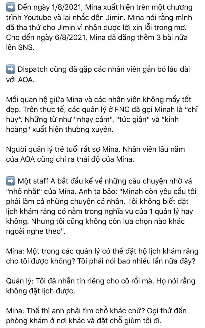 Dispatch khui toàn bộ hội thoại trong buổi gặp mặt AOA: Mina trở thành kẻ cố chấp thích đóng vai nạn nhân - Ảnh 16 Dispatch khui toàn bộ hội thoại trong buổi gặp mặt AOA: Mina trở thành kẻ cố chấp thích đóng vai nạn nhân - Ảnh 16