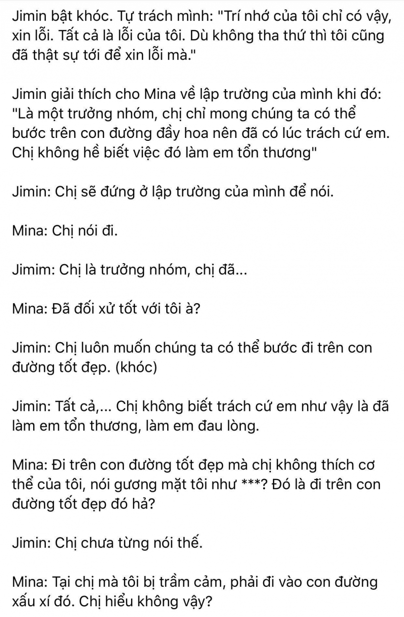 Dispatch khui toàn bộ hội thoại trong buổi gặp mặt AOA: Mina trở thành kẻ cố chấp thích đóng vai nạn nhân - Ảnh 6 Dispatch khui toàn bộ hội thoại trong buổi gặp mặt AOA: Mina trở thành kẻ cố chấp thích đóng vai nạn nhân - Ảnh 6