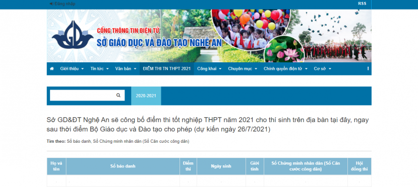 Tra cứu điểm thi THPT quốc gia 2021 tỉnh Nghệ An theo SBD, nhanh chính xác - Ảnh 1 Tra cứu điểm thi THPT quốc gia 2021 tỉnh Nghệ An theo SBD, nhanh chính xác - Ảnh 1