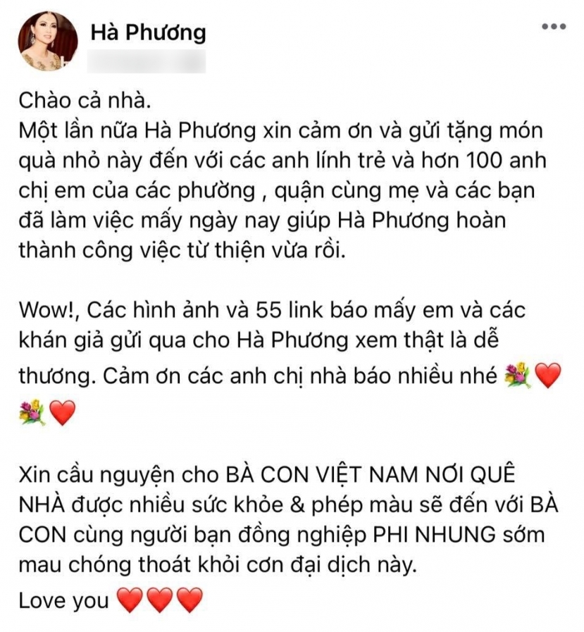 Bài cảm ơn của ca sĩ Hà Phương Bài cảm ơn của ca sĩ Hà Phương