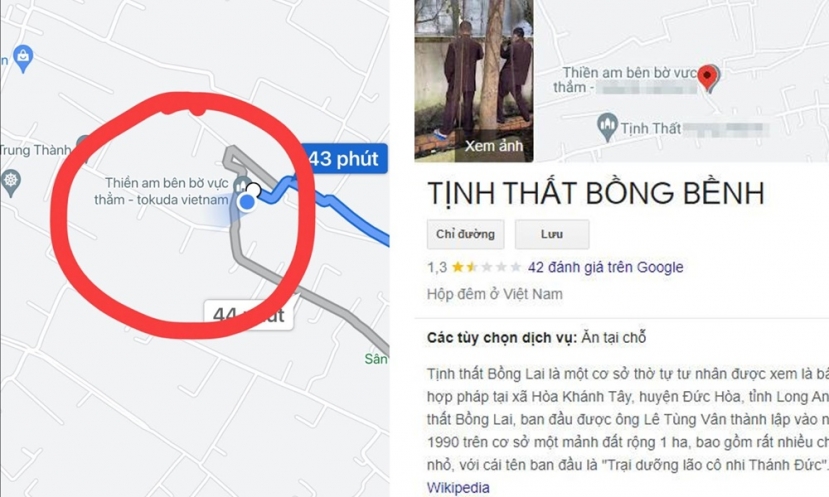 Tịnh Thất Bồng Lai liên tục bị kẻ xấu đổi tên Tịnh Thất Bồng Lai liên tục bị kẻ xấu đổi tên
