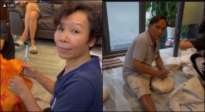 Bố mẹ Hồ Văn Cường chuẩn bị đồ dùng để đi từ thiện Bố mẹ Hồ Văn Cường chuẩn bị đồ dùng để đi từ thiện