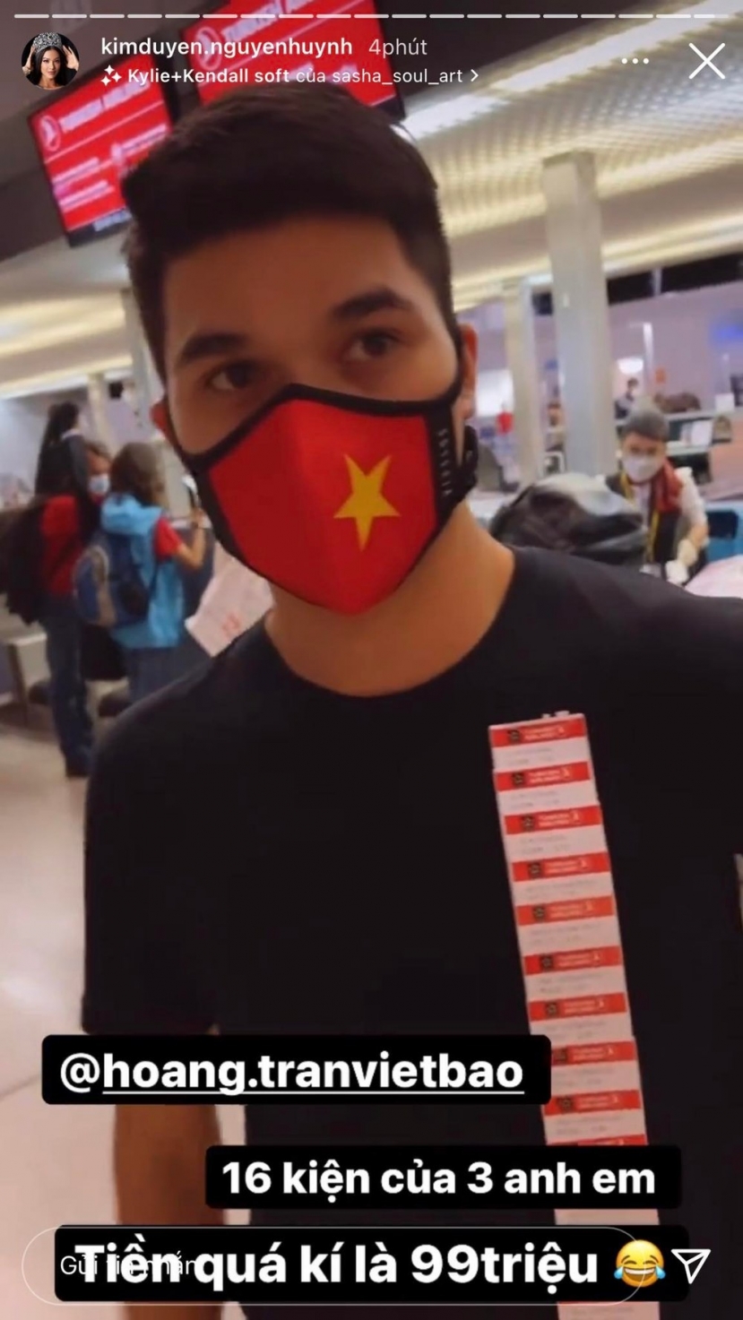 Trên story Instagram Kim Duyên chia sẻ sự cố bị phạt do quá hành lý Trên story Instagram Kim Duyên chia sẻ sự cố bị phạt do quá hành lý