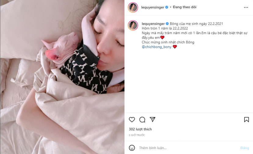 Lệ Quyên khiến dân tình tan chảy khi đăng tải hình ảnh thân mật với nhân vật được cô cho là 'đặc biệt'... chú mèo chích Bông Lệ Quyên khiến dân tình tan chảy khi đăng tải hình ảnh thân mật với nhân vật được cô cho là 'đặc biệt'... chú mèo chích Bông