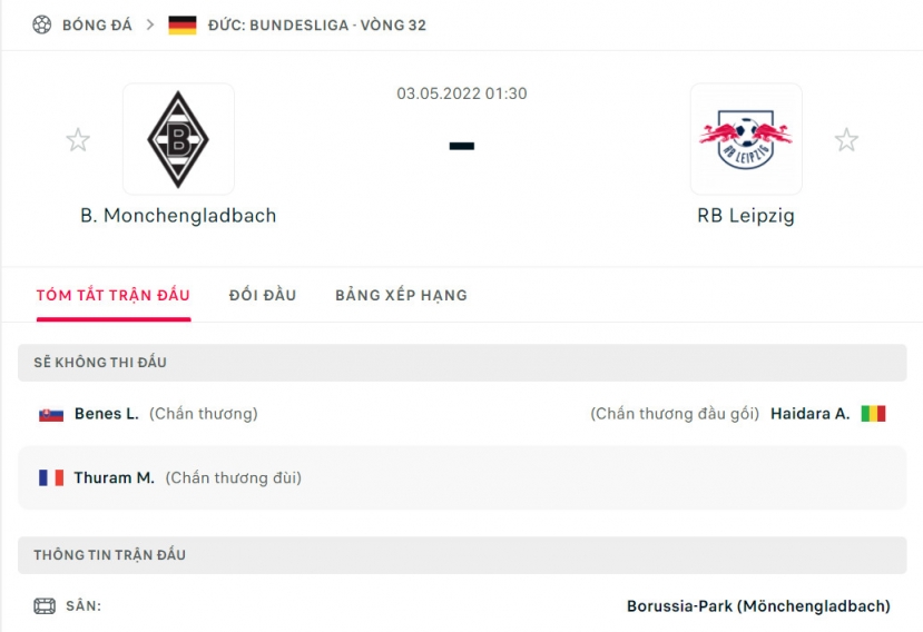 Nhận định Monchengladbach vs Leipzig (1h30 03/05/2022) vòng 32 Bundesliga: Chủ nhà gặp khó - Ảnh 1 Nhận định Monchengladbach vs Leipzig (1h30 03/05/2022) vòng 32 Bundesliga: Chủ nhà gặp khó - Ảnh 1