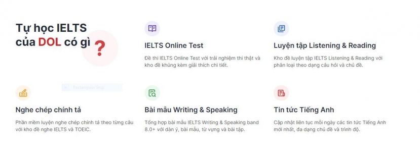 Những tiện ích tuyệt vời trên website Tự học IELTS của DOL English Những tiện ích tuyệt vời trên website Tự học IELTS của DOL English
