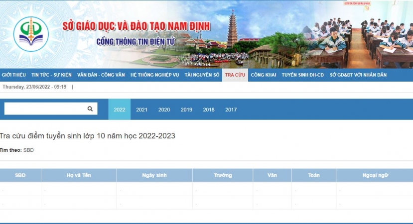 Tra cứu điểm thi tuyển sinh lớp 10 tỉnh Nam Định năm 2022 nhanh, chính xác nhất - Ảnh 1 Tra cứu điểm thi tuyển sinh lớp 10 tỉnh Nam Định năm 2022 nhanh, chính xác nhất - Ảnh 1