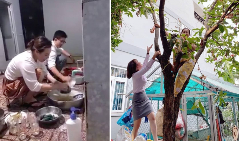 Doanh nhân Ngọc Tiền không ngại tự tay làm mọi việc ở gia đình chồng. Doanh nhân Ngọc Tiền không ngại tự tay làm mọi việc ở gia đình chồng.