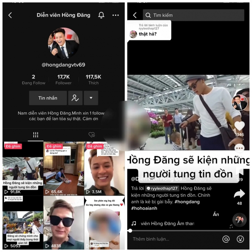 Xuất hiện kênh Tiktok đăng tải thông tin về Hồng Đăng. Ảnh chụp màn hình Xuất hiện kênh Tiktok đăng tải thông tin về Hồng Đăng. Ảnh chụp màn hình