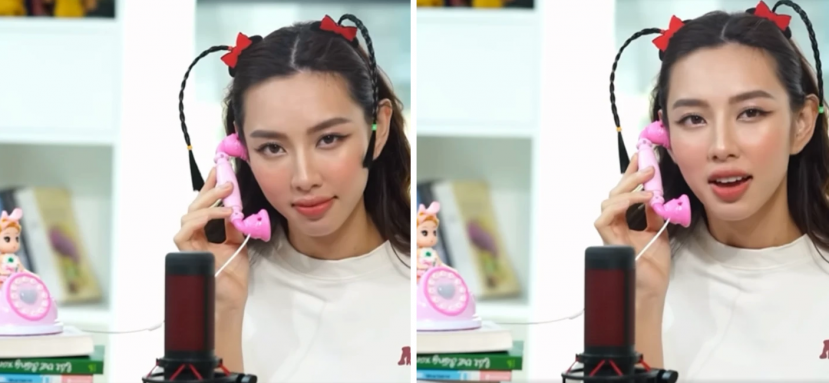 Tạo hình hài hước của Thùy Tiên. Tạo hình hài hước của Thùy Tiên.