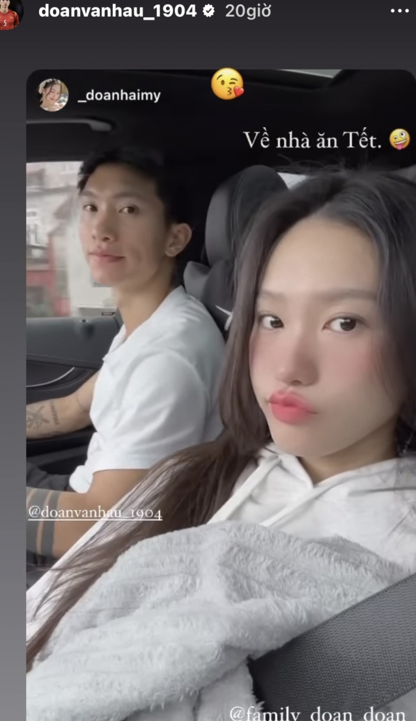 Doãn Hải My hào hứng khoe ảnh được bạn trai trở về nhà ăn Tết. Ảnh chụp màn hình Doãn Hải My hào hứng khoe ảnh được bạn trai trở về nhà ăn Tết. Ảnh chụp màn hình