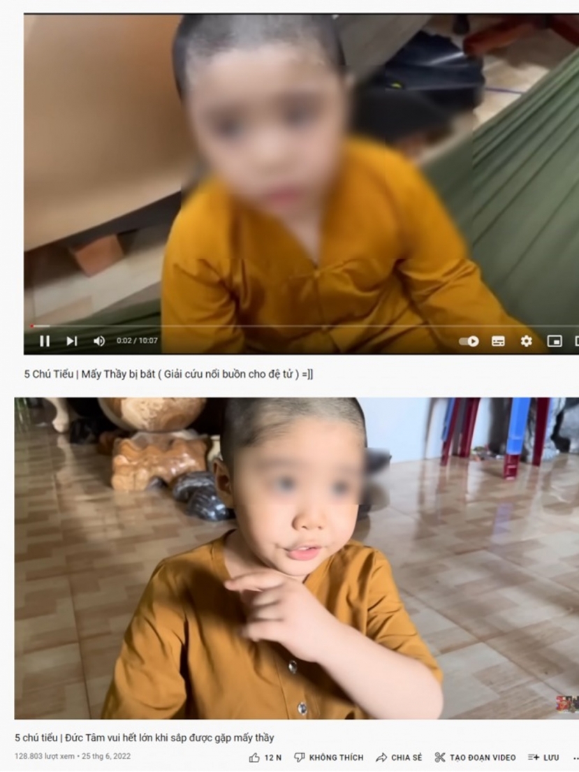 Các kênh của Tịnh Thất Bồng Lai thường xuyên công khai hình ảnh trẻ em Các kênh của Tịnh Thất Bồng Lai thường xuyên công khai hình ảnh trẻ em