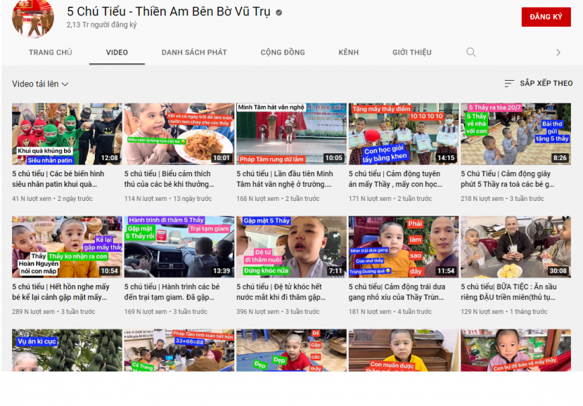 Những kẻ 'đầu têu' nhận án, kênh Youtube 5 Chú Tiểu - Thiền Am Bên Bờ Vũ Trụ vẫn hoạt động bình thường trên nền tảng Những kẻ 'đầu têu' nhận án, kênh Youtube 5 Chú Tiểu - Thiền Am Bên Bờ Vũ Trụ vẫn hoạt động bình thường trên nền tảng