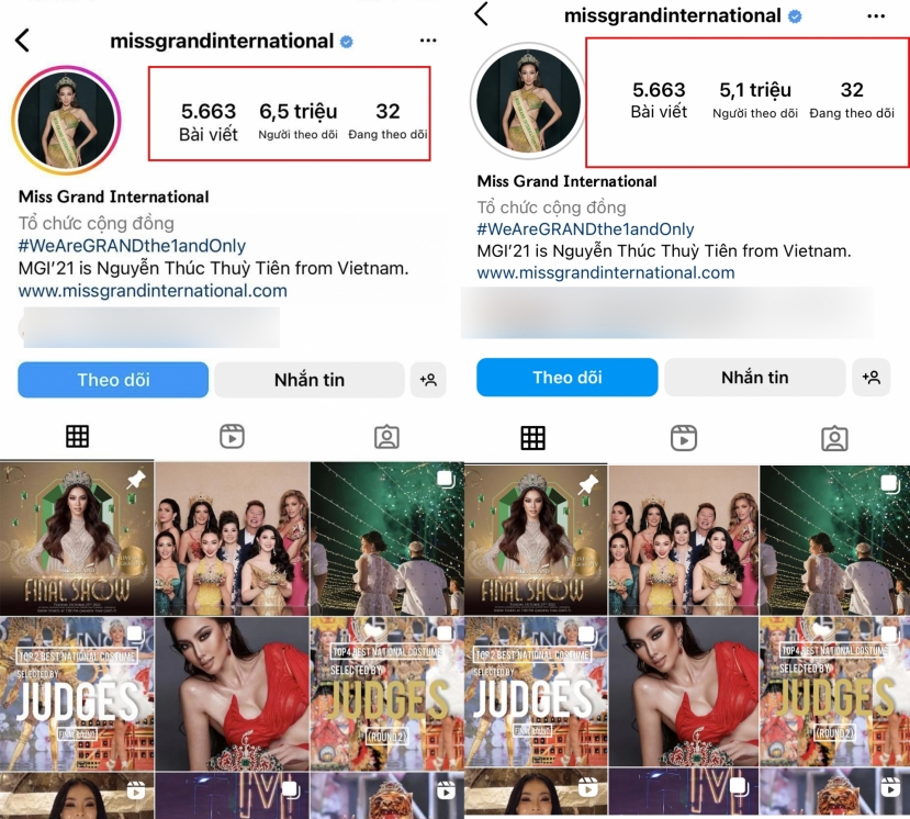 Thiên Ân trượt top 10, follow Miss Grand tụt không phanh Thiên Ân trượt top 10, follow Miss Grand tụt không phanh