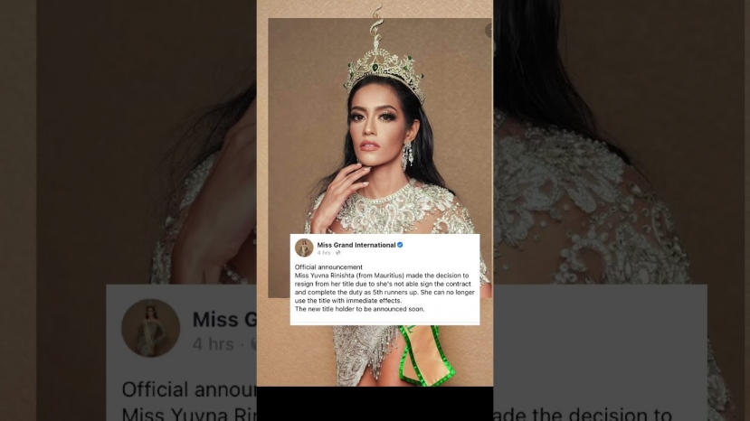 Miss Grand International thông báo Á hậu 5 Yuvna Rinishta - đến từ Mauritius đã từ bỏ danh hiệu Miss Grand International thông báo Á hậu 5 Yuvna Rinishta - đến từ Mauritius đã từ bỏ danh hiệu