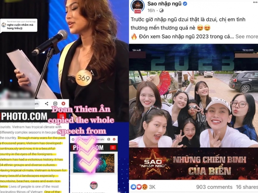 Thiên Ân vướng ồn ào 'đạo văn', khán giả kéo vào fanpage Sao Nhập Ngũ thả phẫn nộ. Ảnh chụp màn hình Thiên Ân vướng ồn ào 'đạo văn', khán giả kéo vào fanpage Sao Nhập Ngũ thả phẫn nộ. Ảnh chụp màn hình