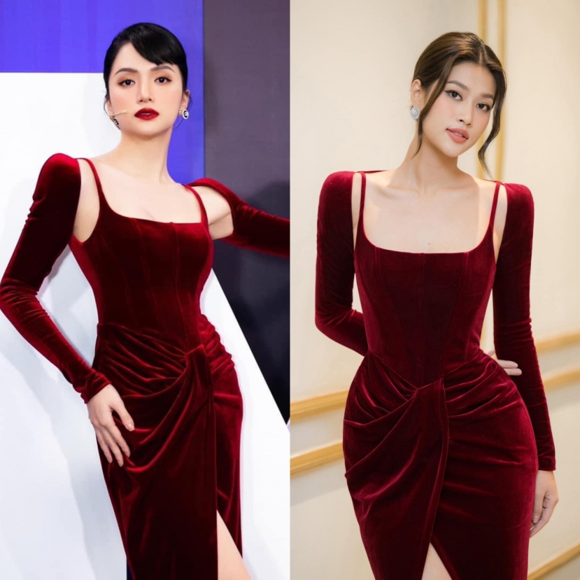 Thiên Ân cùng Hương Giang cùng lăng xê thiết kế váy đỏ quyền lực Thiên Ân cùng Hương Giang cùng lăng xê thiết kế váy đỏ quyền lực