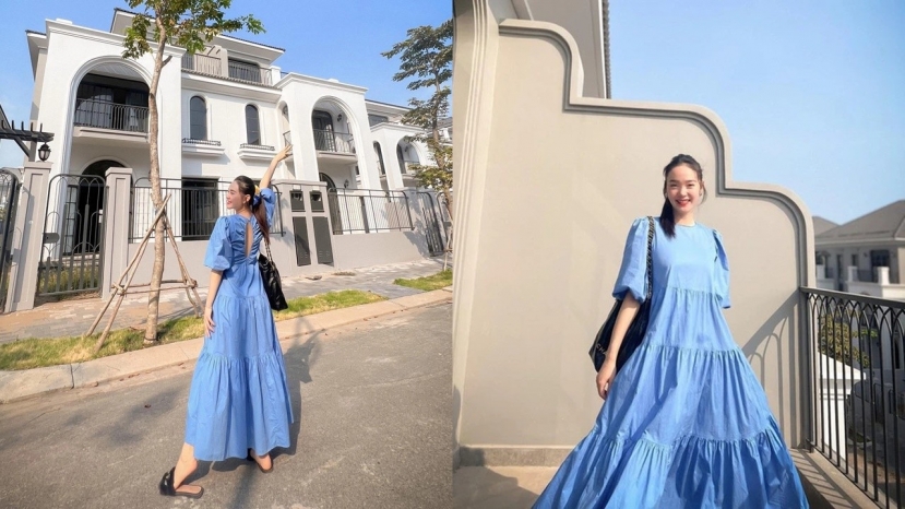 Minh Hằng lăng xê váy rộng vừa che bụng bầu vừa thoải mái Minh Hằng lăng xê váy rộng vừa che bụng bầu vừa thoải mái