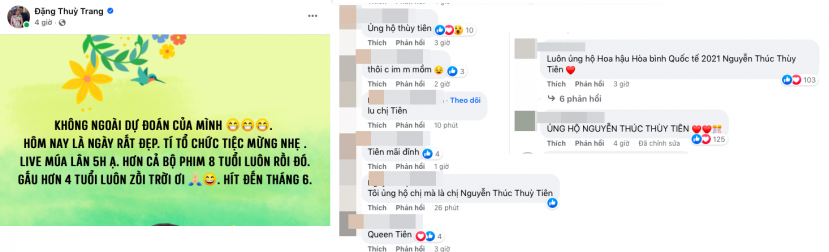 Bà Đặng Thùy Trang chia sẻ dòng trạng thái lạ, dân tình gọi tên Thùy Tiên ở phần bình luận Bà Đặng Thùy Trang chia sẻ dòng trạng thái lạ, dân tình gọi tên Thùy Tiên ở phần bình luận
