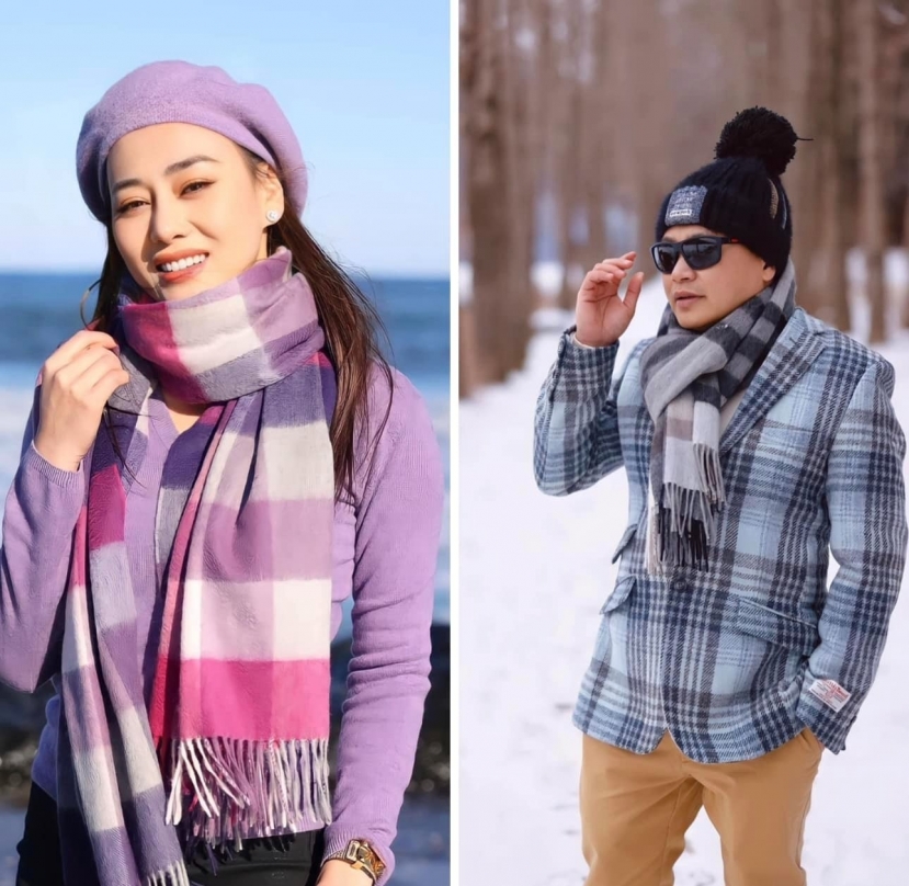 Phương Oanh - Shark Bình cùng diện khăn đôi Phương Oanh - Shark Bình cùng diện khăn đôi