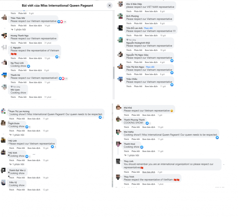 Fan sắc đẹp Việt bình luận dưới bài đăng của tổ chức Miss International Queen Fan sắc đẹp Việt bình luận dưới bài đăng của tổ chức Miss International Queen