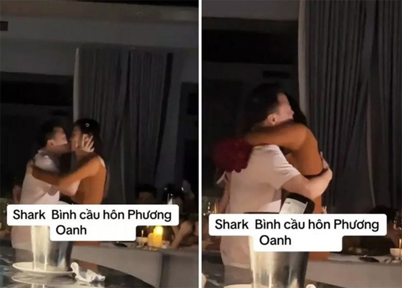 Shark Bình cầu hôn Phương Oanh tại một nhà hàng sang trọng trước sự chứng kiến của nhiều người Shark Bình cầu hôn Phương Oanh tại một nhà hàng sang trọng trước sự chứng kiến của nhiều người