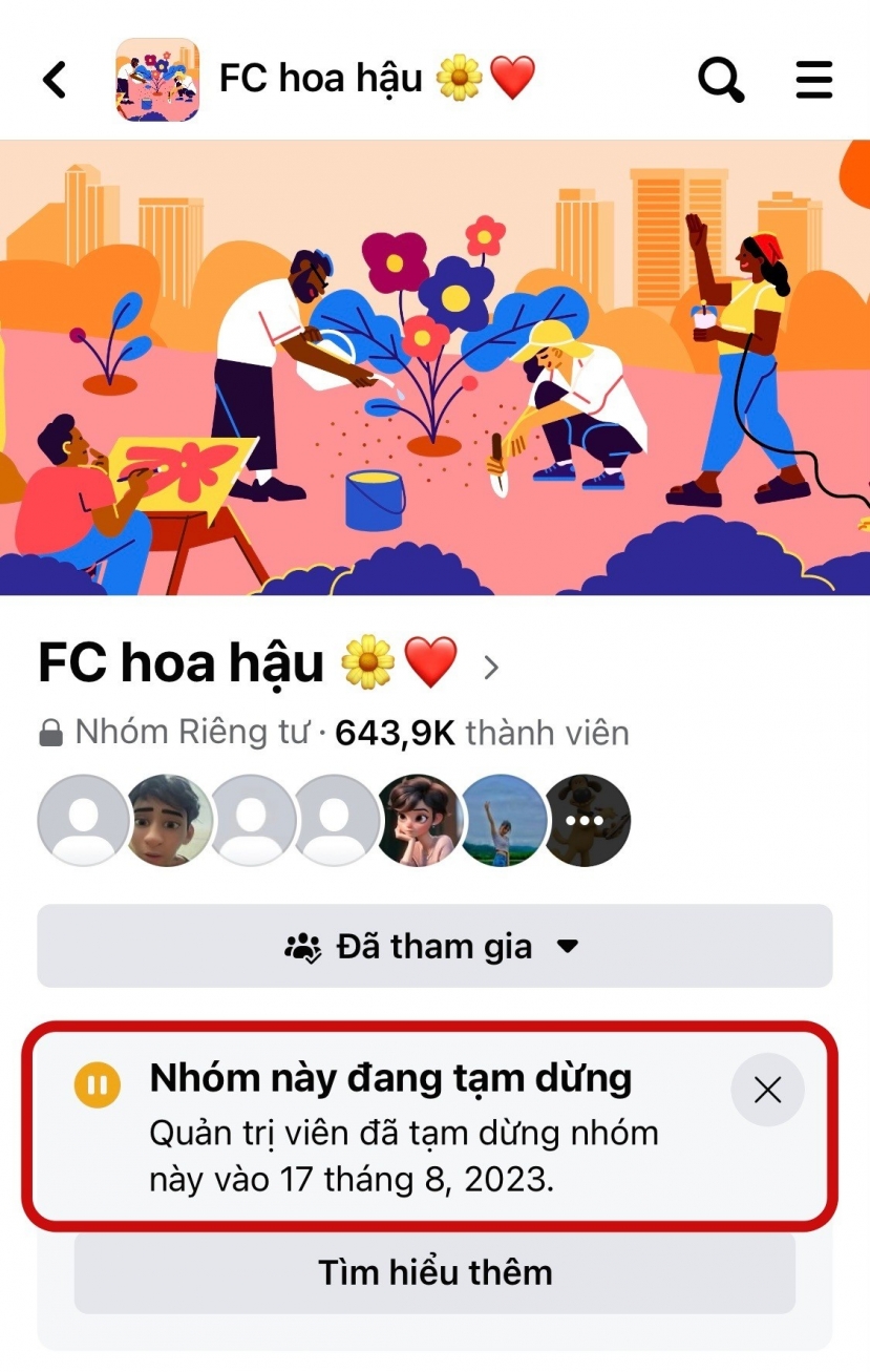 Hội nhóm anti Ý Nhi với gần 650.000 thành viên đã đổi tên, đồng thời tạm dừng hoạt động. Ảnh: Internet Hội nhóm anti Ý Nhi với gần 650.000 thành viên đã đổi tên, đồng thời tạm dừng hoạt động. Ảnh: Internet