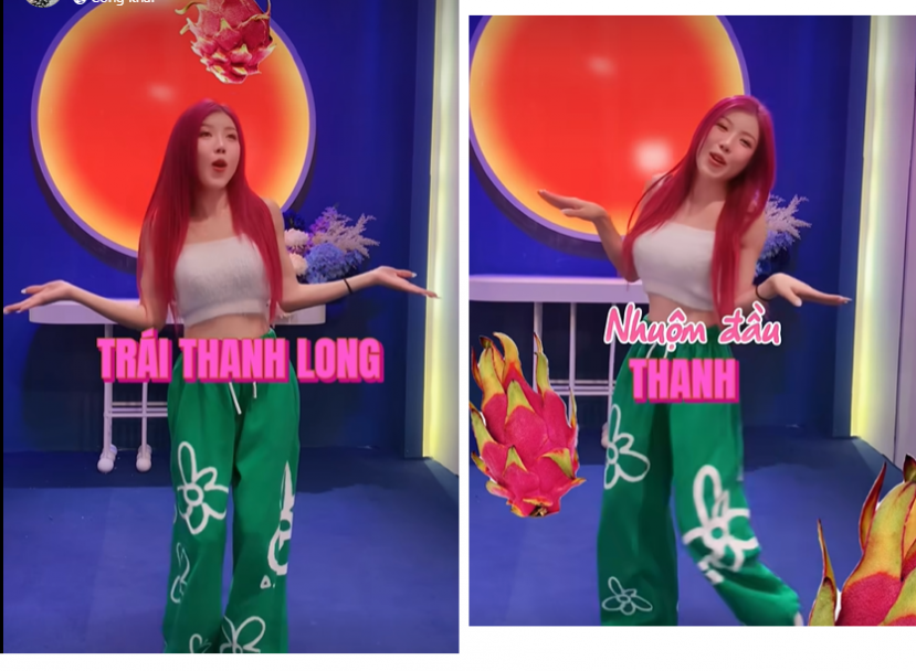 Trang Pháp đu trend trái thanh long đang gây sốt mạng xã hội Trang Pháp đu trend trái thanh long đang gây sốt mạng xã hội