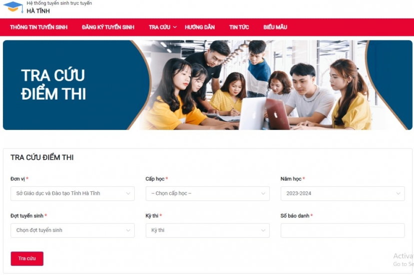 Tra cứu điểm thi lớp 10 tỉnh Hà Tĩnh năm 2023 nhanh, chính xác nhất - Ảnh 1 Tra cứu điểm thi lớp 10 tỉnh Hà Tĩnh năm 2023 nhanh, chính xác nhất - Ảnh 1