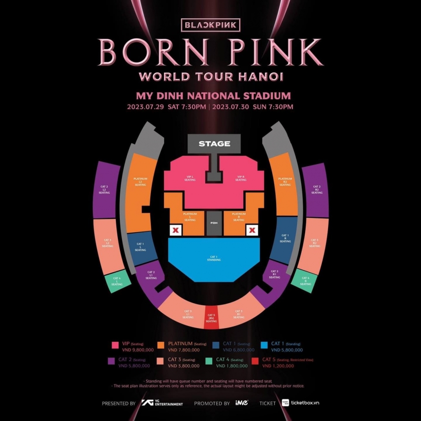 Sơ đồ và giá vé concert BLACKPINK tại Việt Nam gây nhiều tranh cãi.