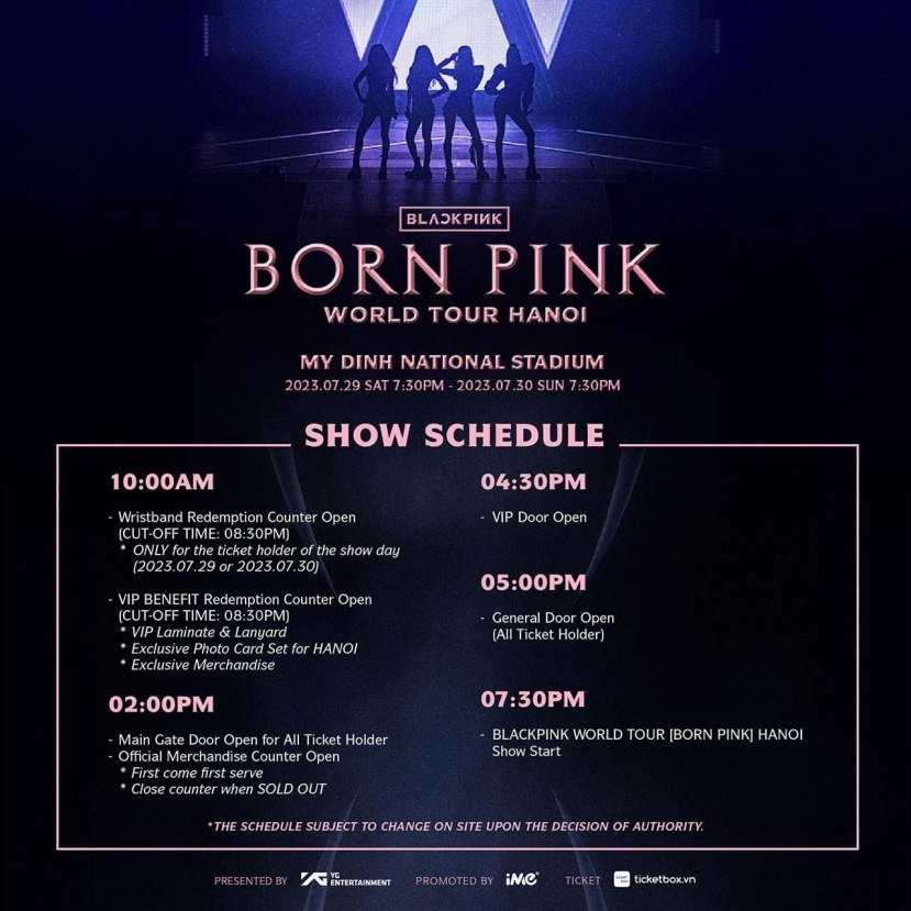 Lịch trình concert trong 2 ngày 29-30/7 Lịch trình concert trong 2 ngày 29-30/7